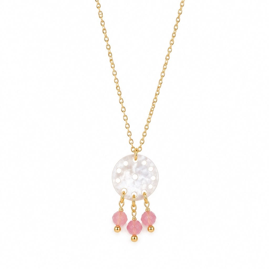 Colgante Nácar y Cuarzo Rosa – LouLou