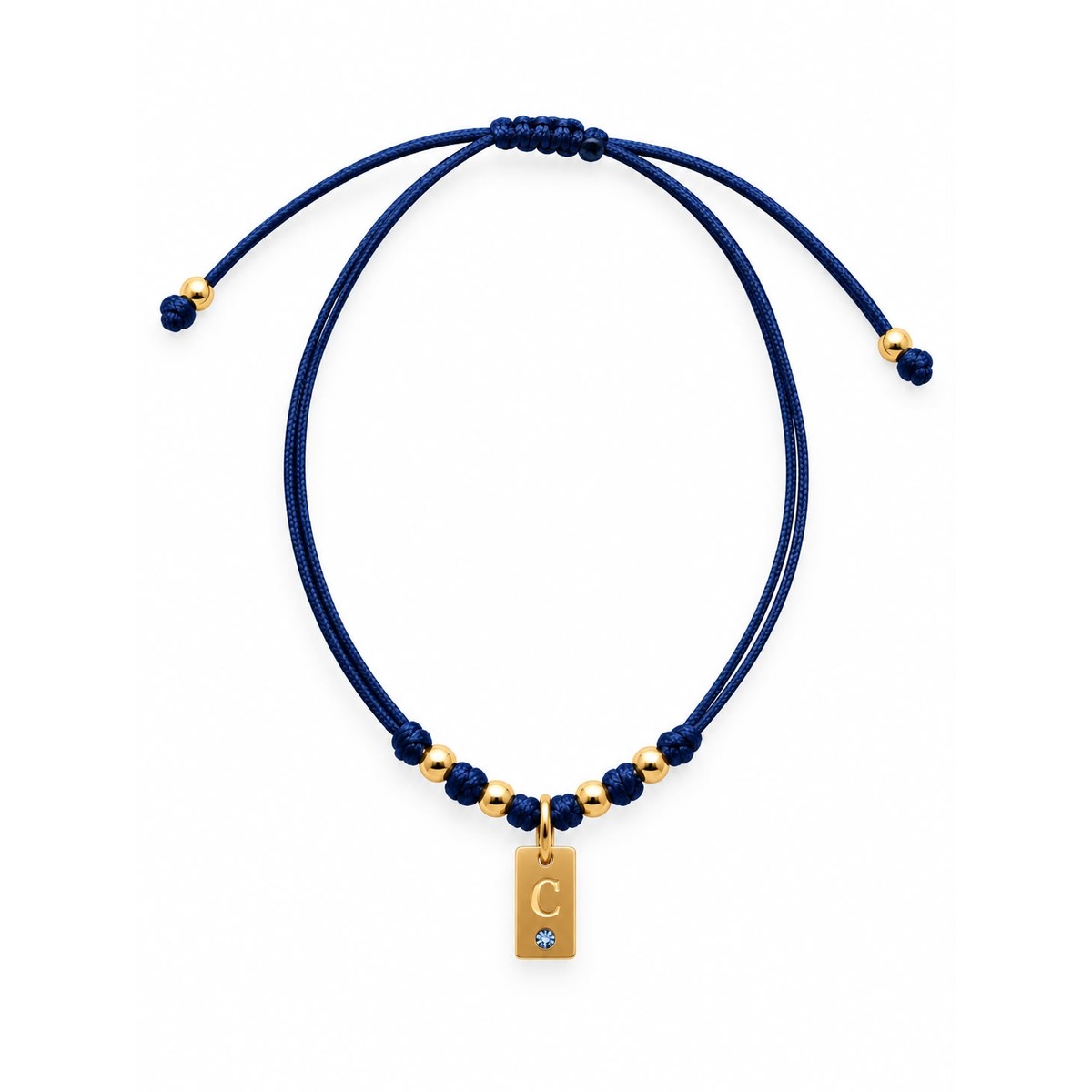 Pulsera Inicial con Placa Azul Marino – LouLou
